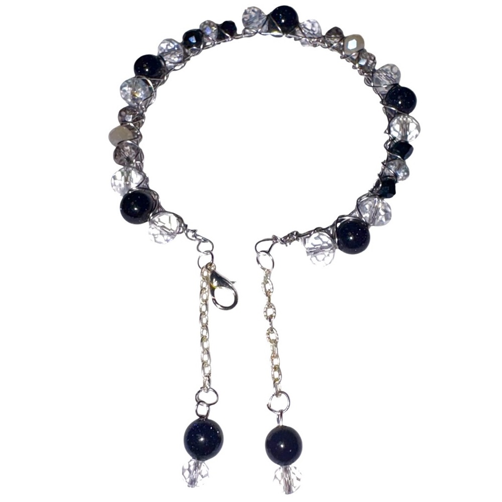 Bracelet with Blue Goldstone and Austrian Crystals Hand Wired - Picture 8 of 8